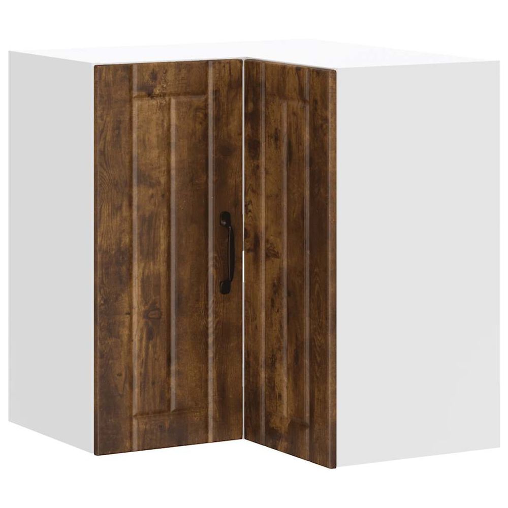 Armoire d'angle murale de cuisine lucca chêne fumé