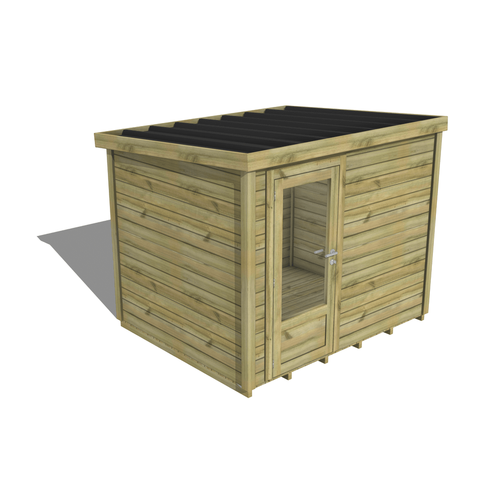 Abri de jardin bois pin traité autoclave 27mm - essentiel - 2,64x2,14m / 6m2 - bac acier - plancher bois