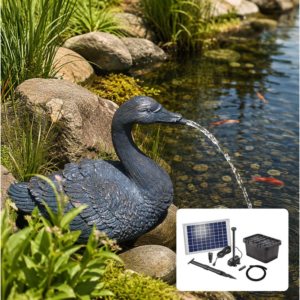 Kit fontaine cygne avec pompe solaire directe 600l - 10w