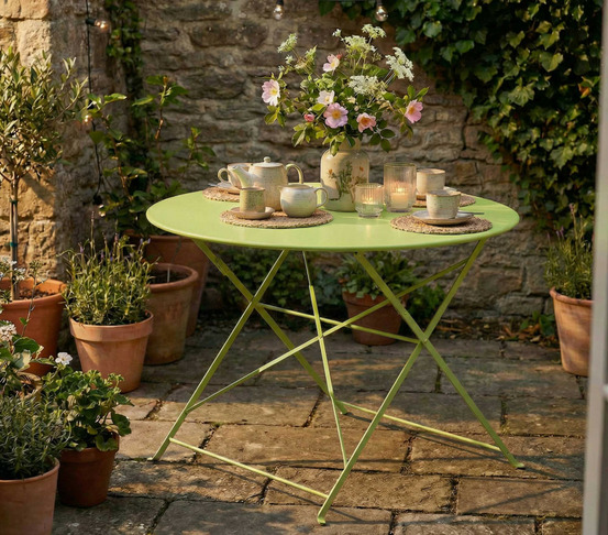 Table de jardin pliante - 4 places - vert pomme - bellagio