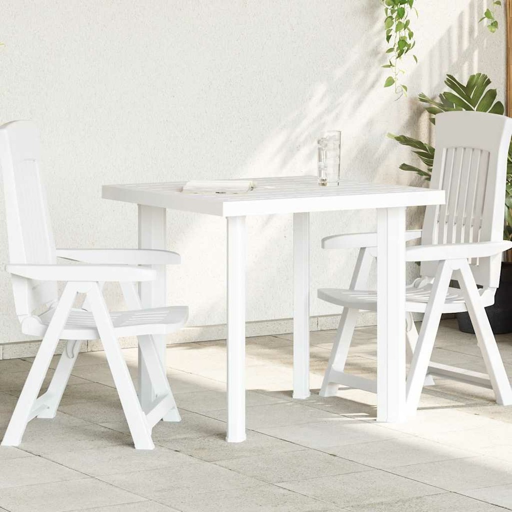 Table de jardin blanc 80x75x72 cm plastique