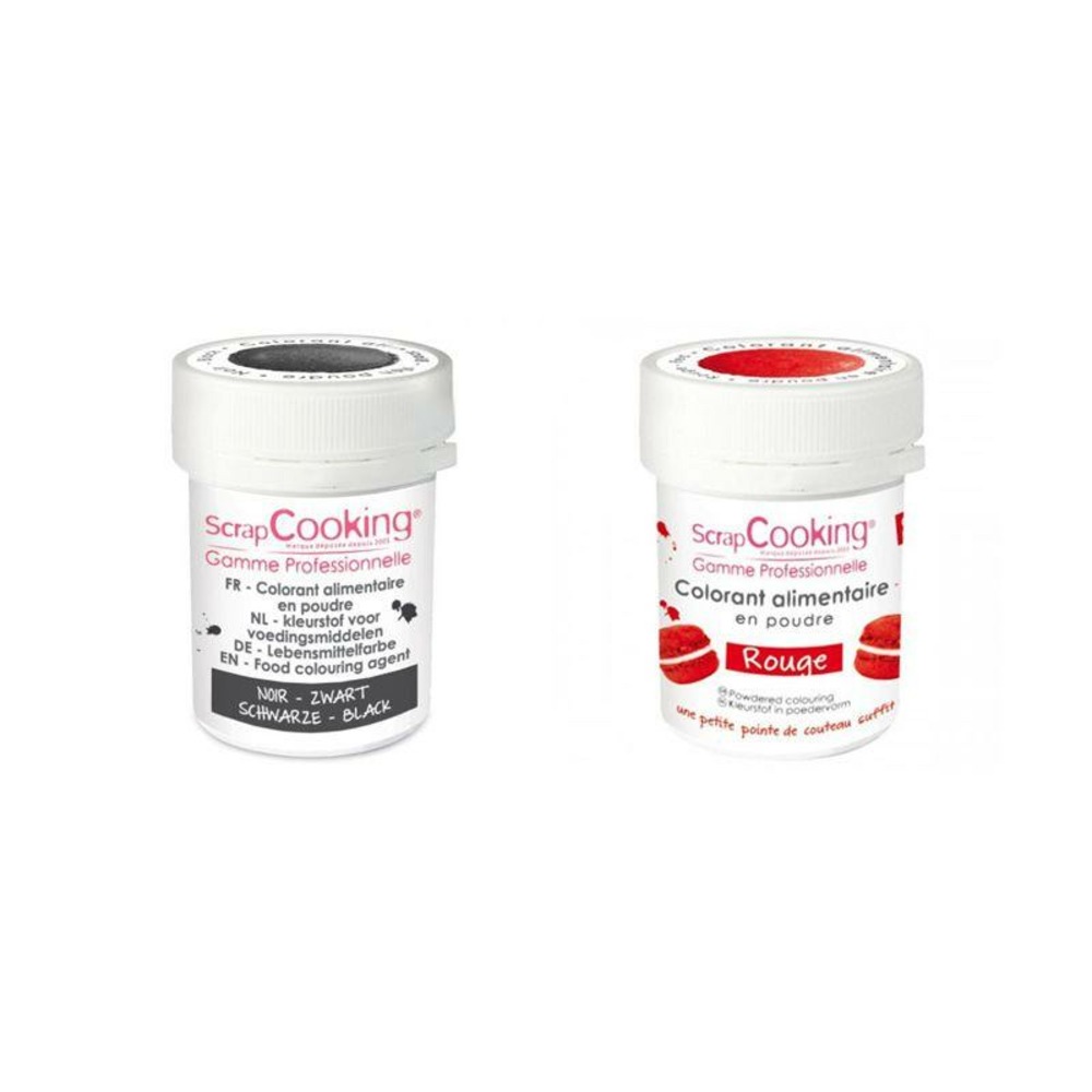 2 colorants alimentaires en poudre - rouge-noir