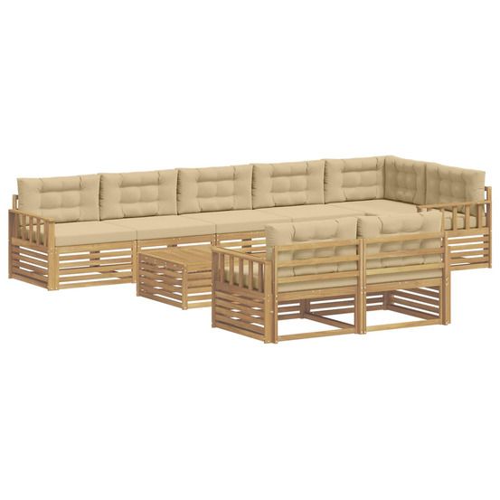 Ensemble de canapés d'extérieur 9 pc blanc et beige polyester