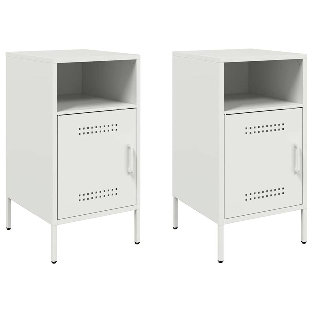 Tables de chevet 2 pcs blanc 36x39x68 cm acier