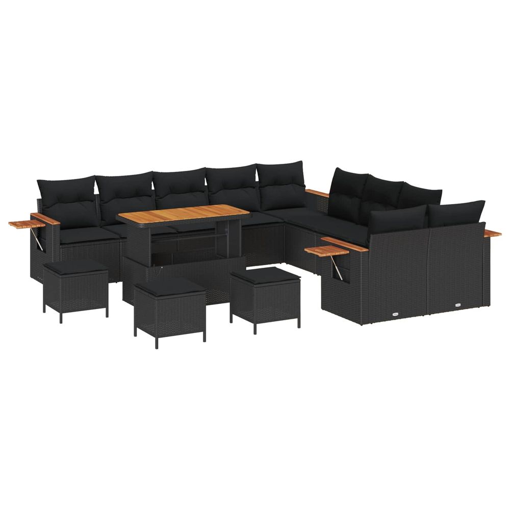 Ensemble de canapé de jardin 14 pc noir polyrotin