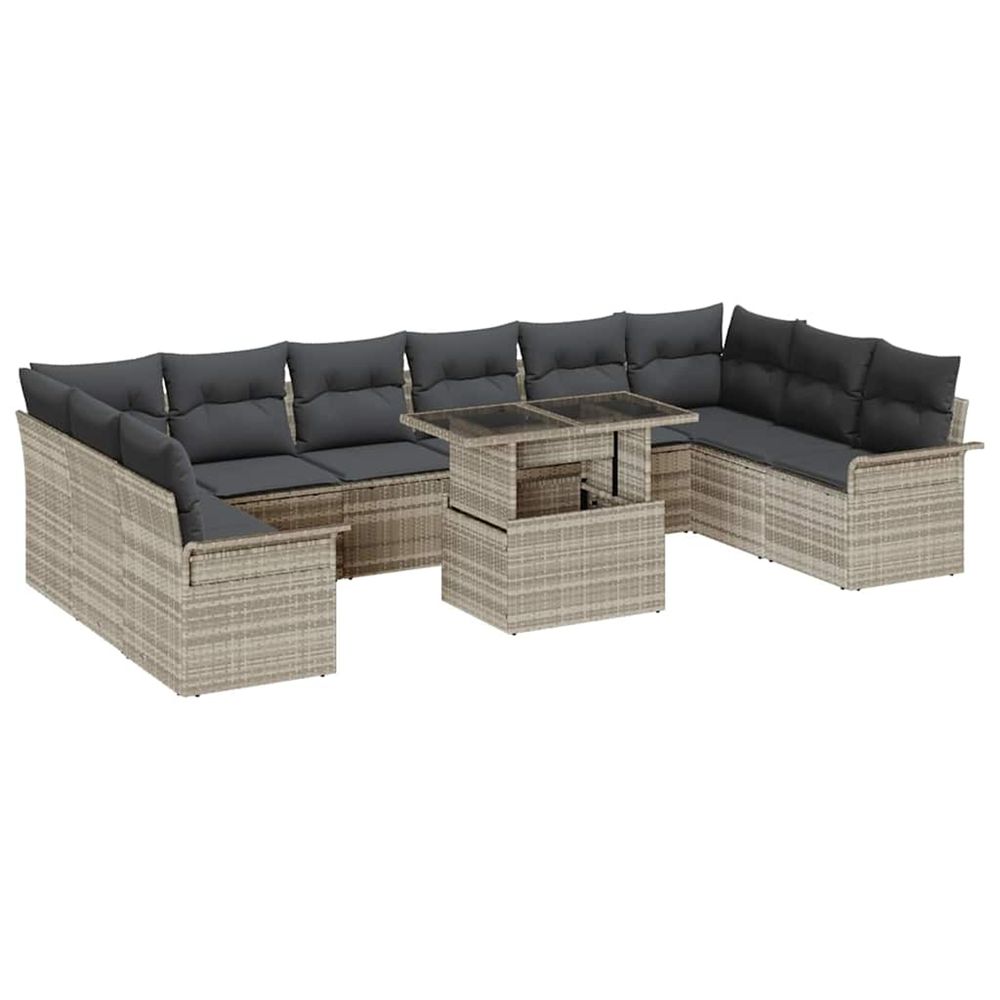 Ensemble de canapé de jardin 11 pc gris clair poly rattan