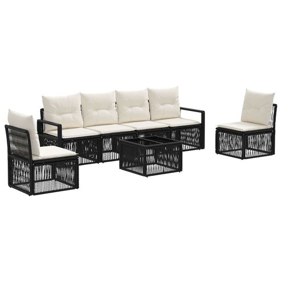 Ensemble de canapé de jardin 7 pc noir polyrotin