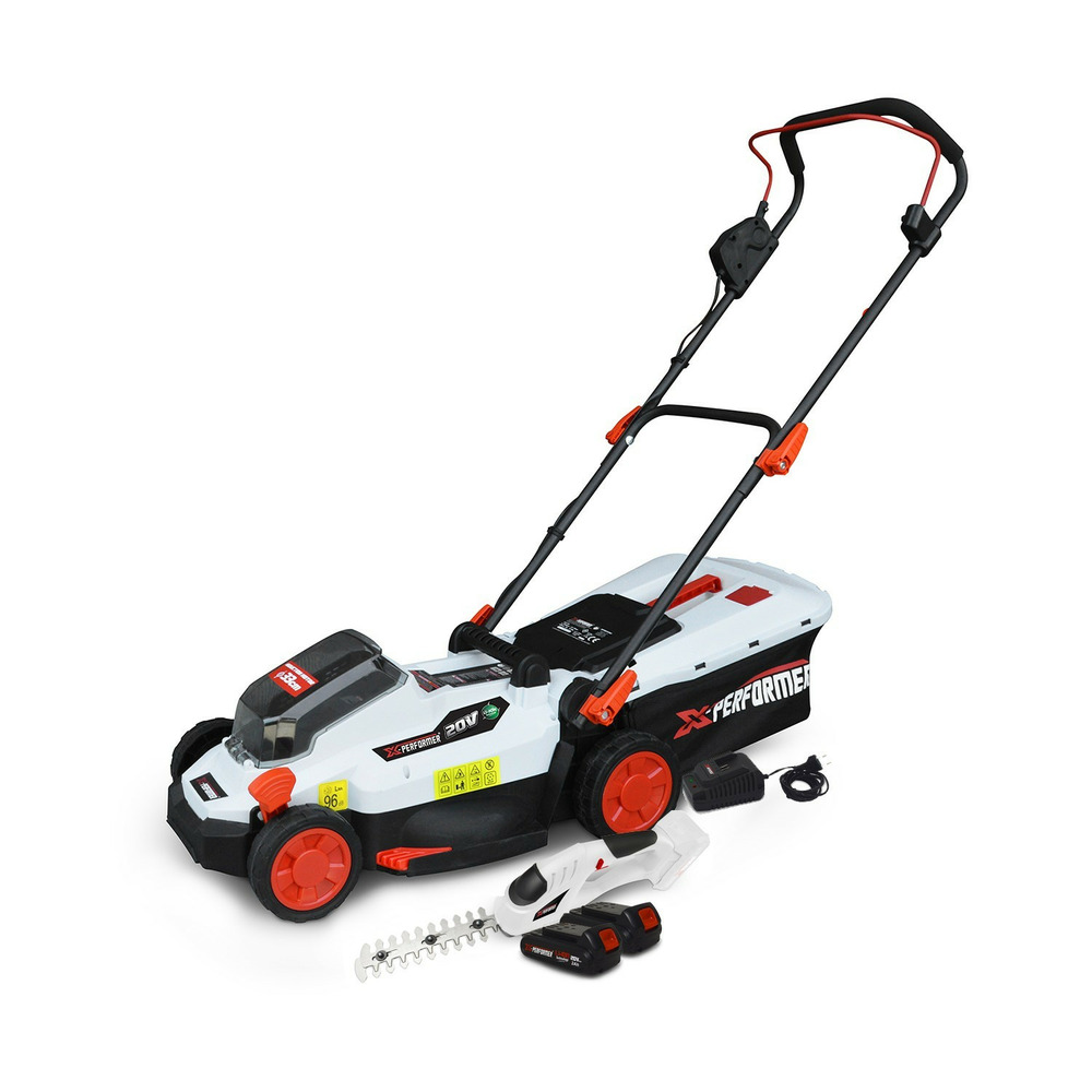 Tondeuse à gazon et cisaille de jardin sur batterie - x-performer xptde3320li / xpcsth20li - 2 batteries 2ah et chargeur