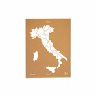 Carte en liège - carte boisée italie naturelle / 60 x 45 cm / blanc / sans cadre