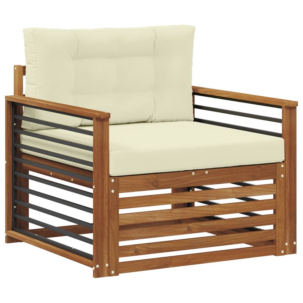 Canapé d’extérieur bois d'acacia massif et polyester