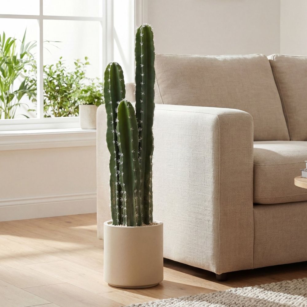 Cactus artificiel plastique intérieur décoration réaliste sans entretien 95 cm vert
