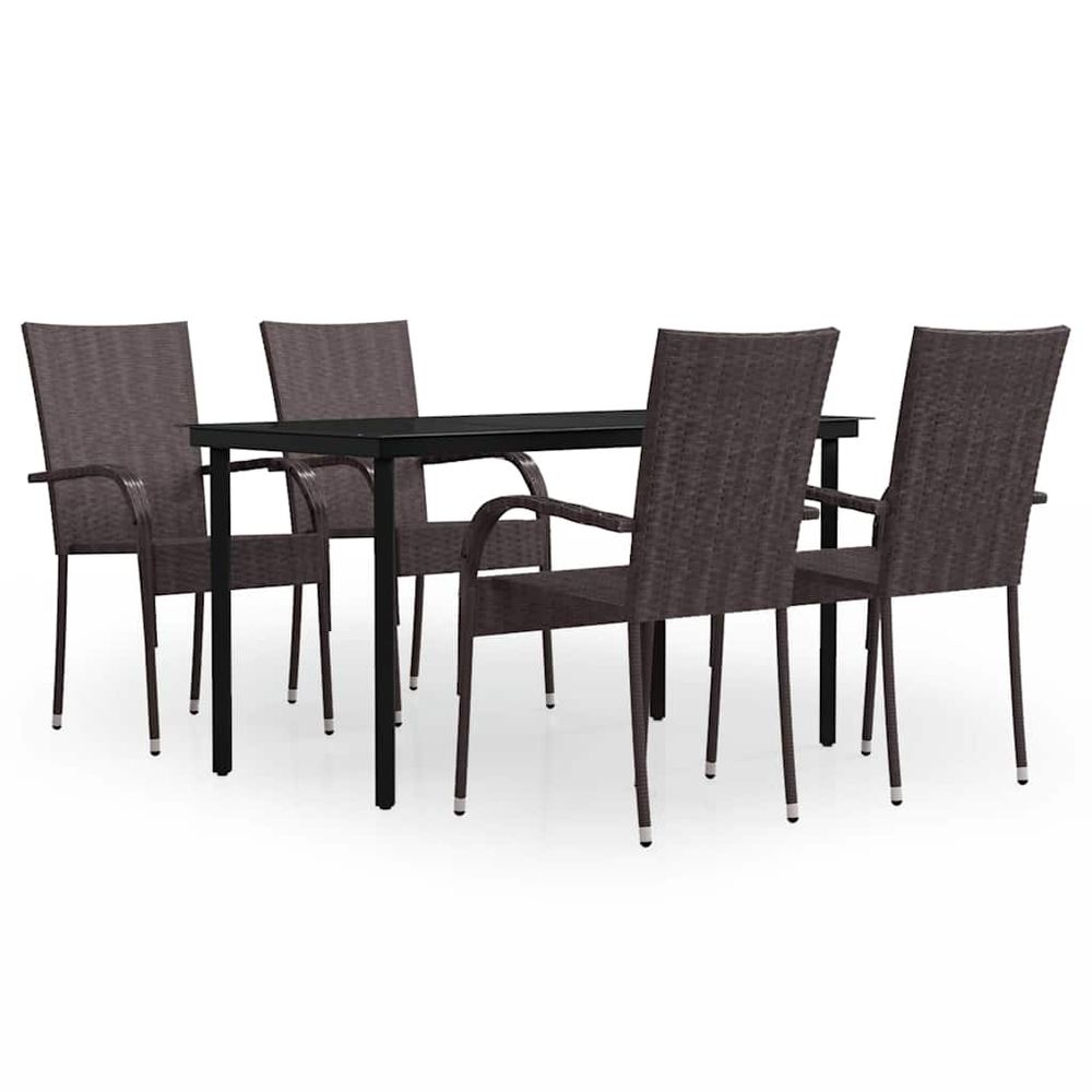 Ensemble à manger de jardin 5 pcs marron et noir