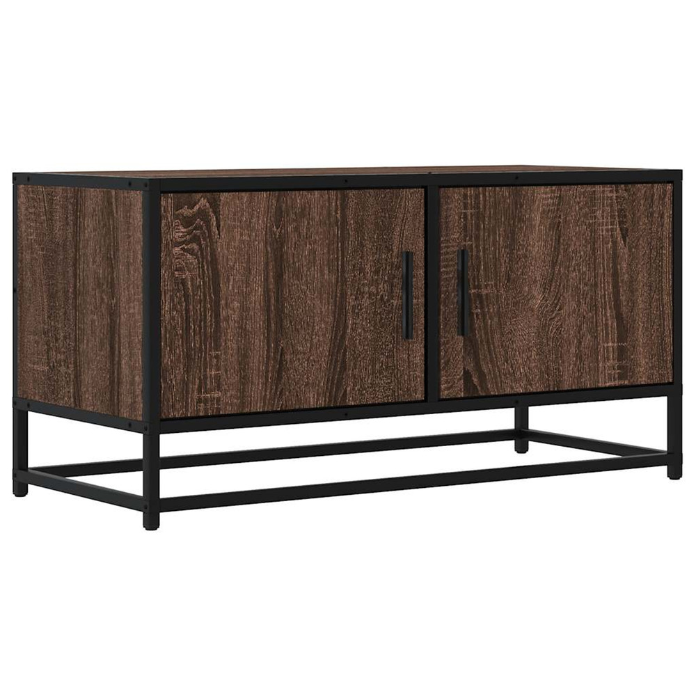Meuble tv chêne marron 80x34,5x40 cm bois d'ingénierie et métal
