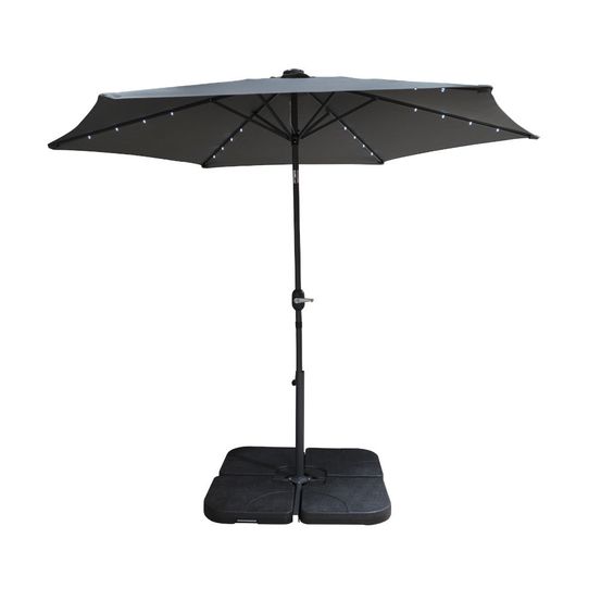 Parasol droit lumineux 24 led - ø 2,95 m - 180 g/m² - anthracite - green & grow