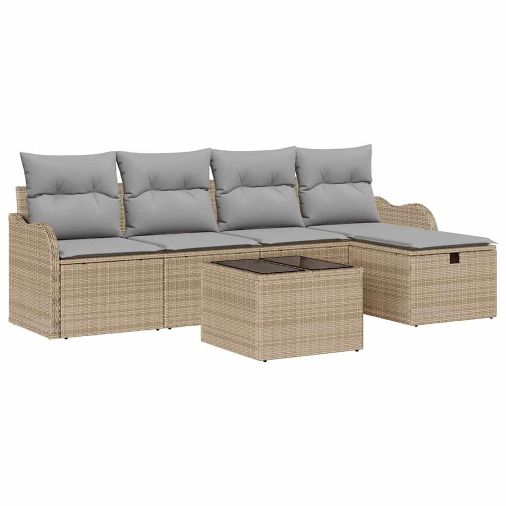 Ensemble de canapé de jardin 6 pc poly rotin