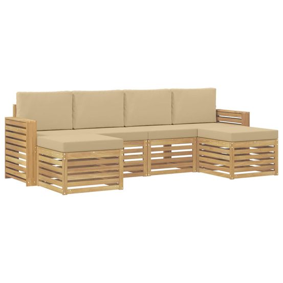 Ensemble de canapés d'extérieur 6 pc blanc et beige polyester