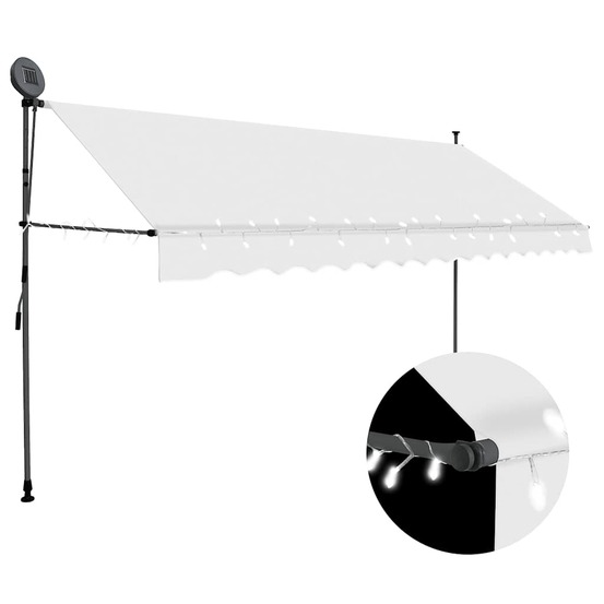 Auvent manuel rétractable avec led 400 cm crème