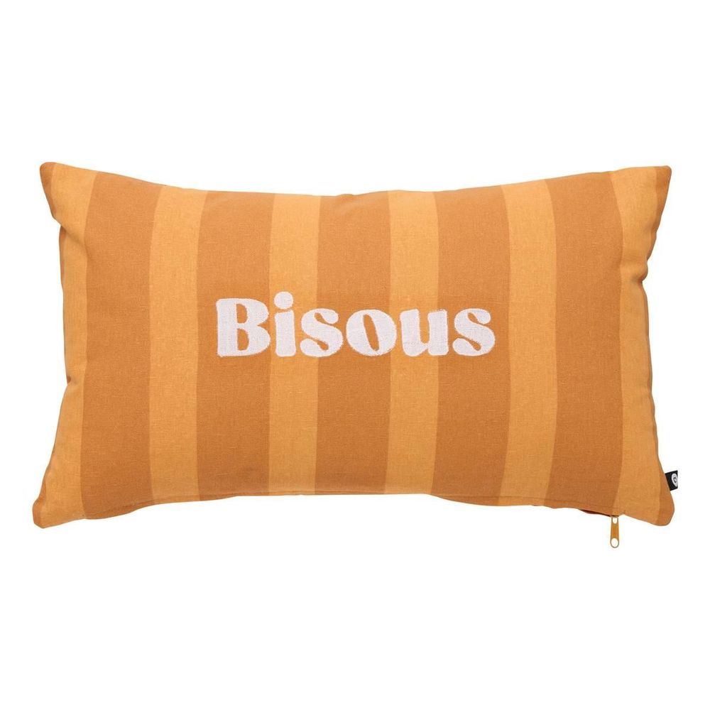 Coussin rayé brodé 