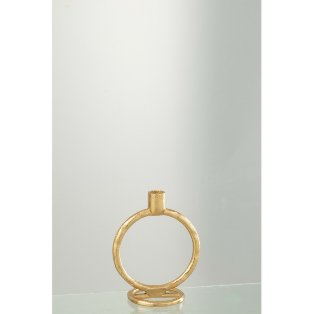 Bougeoir anneau en aluminium doré 15.5x10x19 cm
