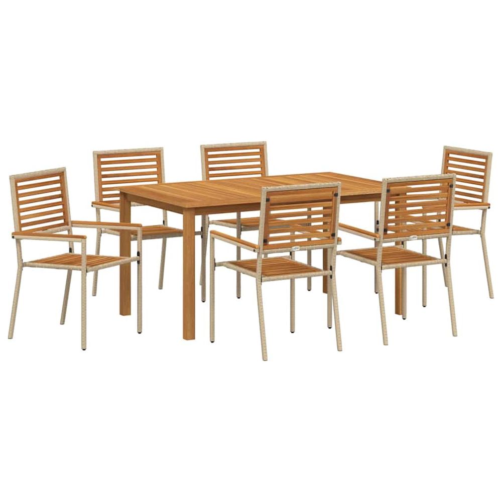 Ensemble de salle à manger pour jardin 7 pc beige