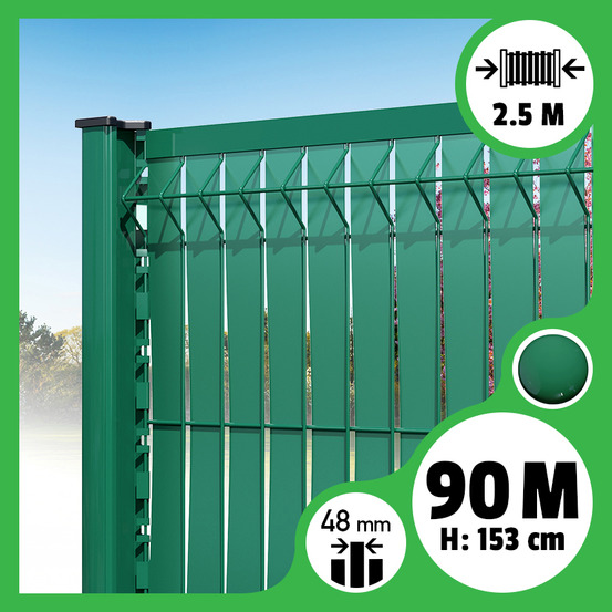 Kit 90m occultation lattes aluminium pour panneau rigide maille 55 - h 1m53 x 2m50 vert