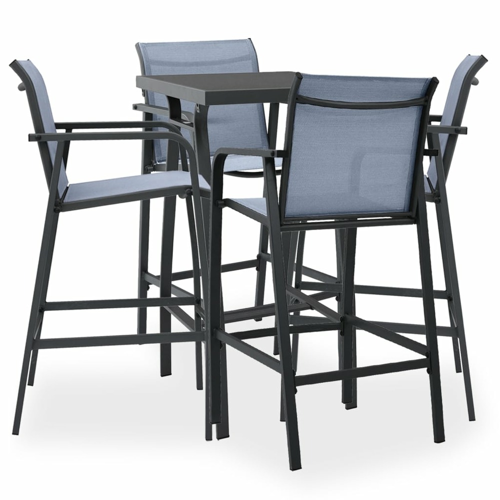 Ensemble de bar de jardin 5 pcs noir et gris
