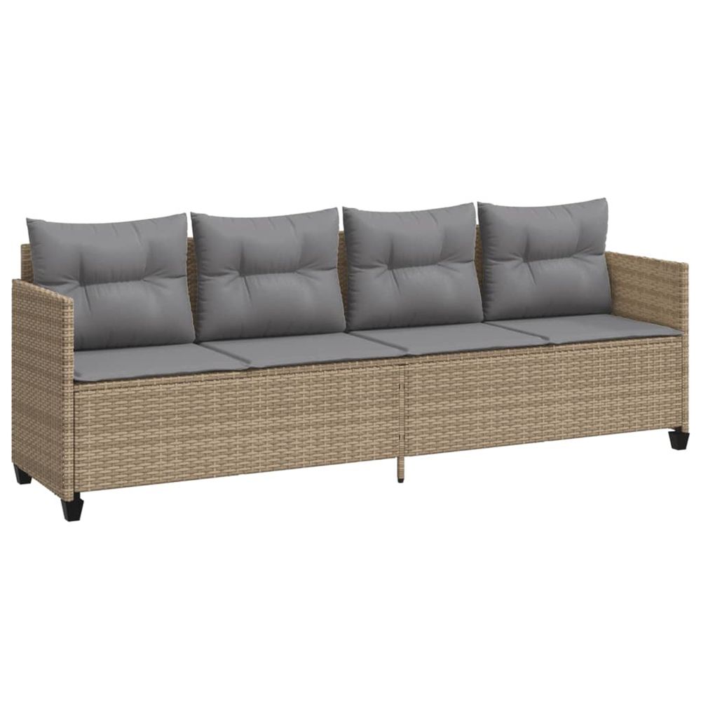 Chaise longue avec coussins beige résine tressée bain de soleil