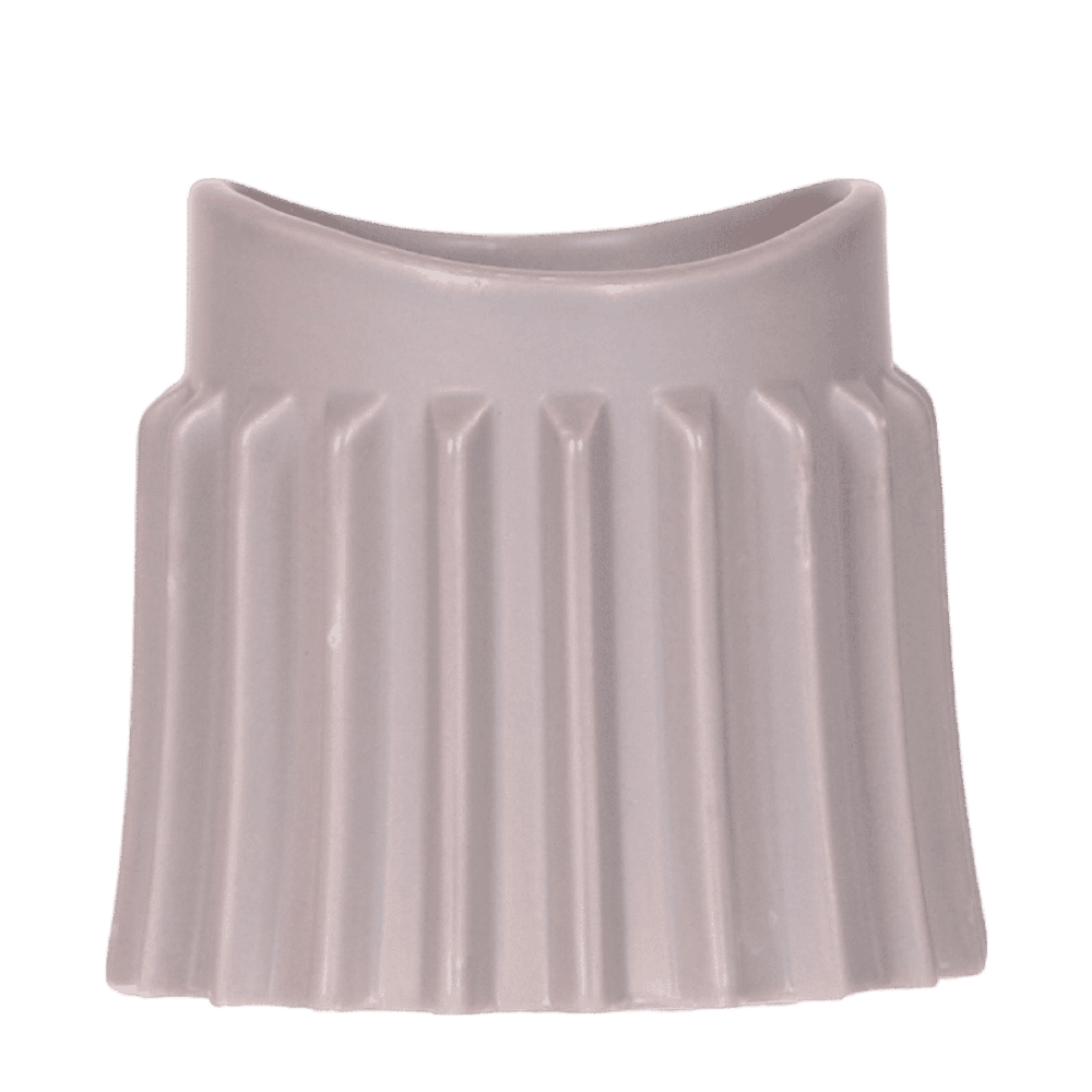 Cache-pot céramique mat ondulé - style contemporain - ø9cm - gris
