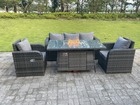 Rotin outdoor garden furniture foyer à gaz table chauffage à gaz set salon canapé chaise longue 5 places