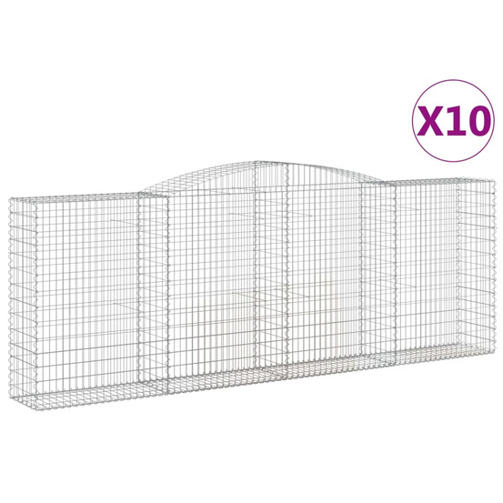 Paniers à gabions arqués 10 pcs 400x50x140/160 cm fer galvanisé