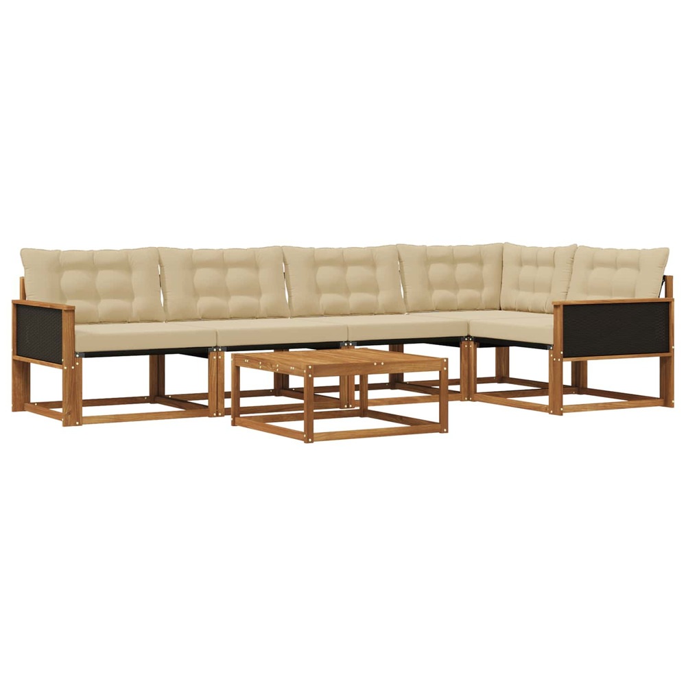 Ensemble de canapés d'extérieur 6 pcs naturel et beige