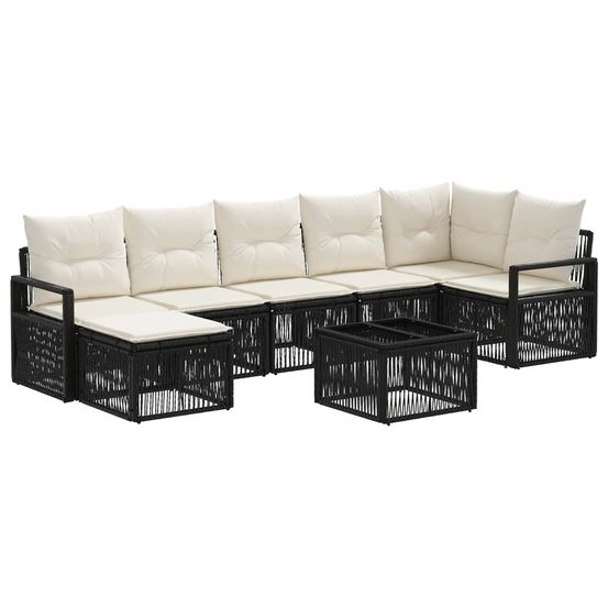 Ensemble de canapé de jardin 8 pc noir polyrotin