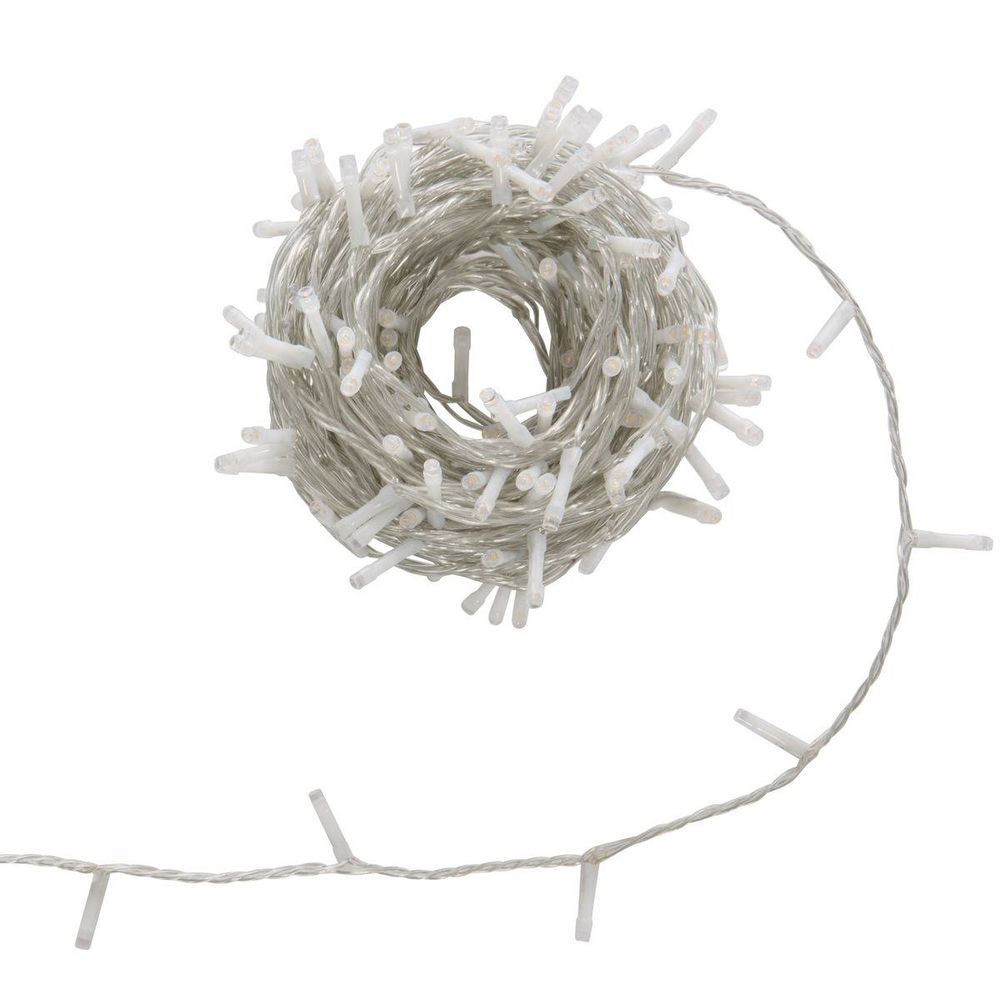 Guirlande lumineuse d'extérieur 15 m 200 led blanc chaud fil transparent 13 fonctions avec minuteur sur secteur