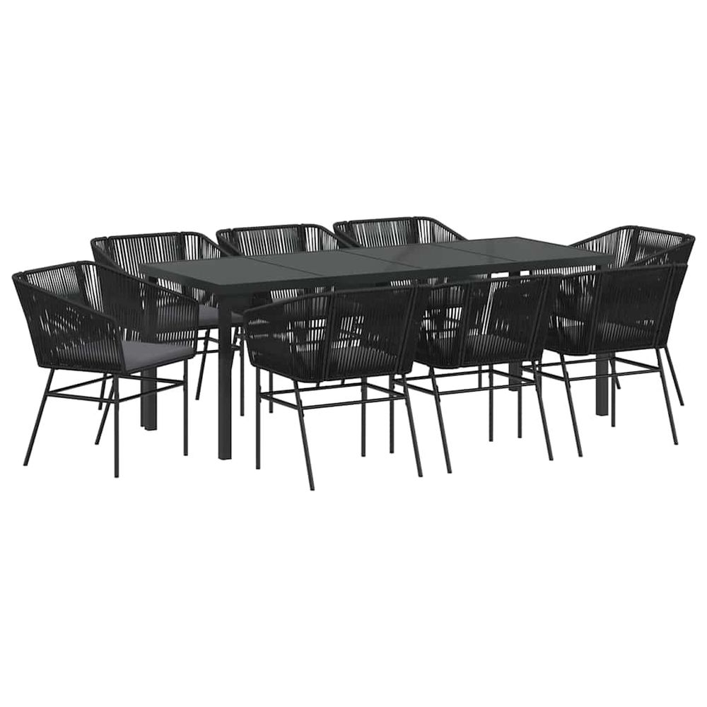 Ensemble de salle à manger pour jardin 9 pc noir