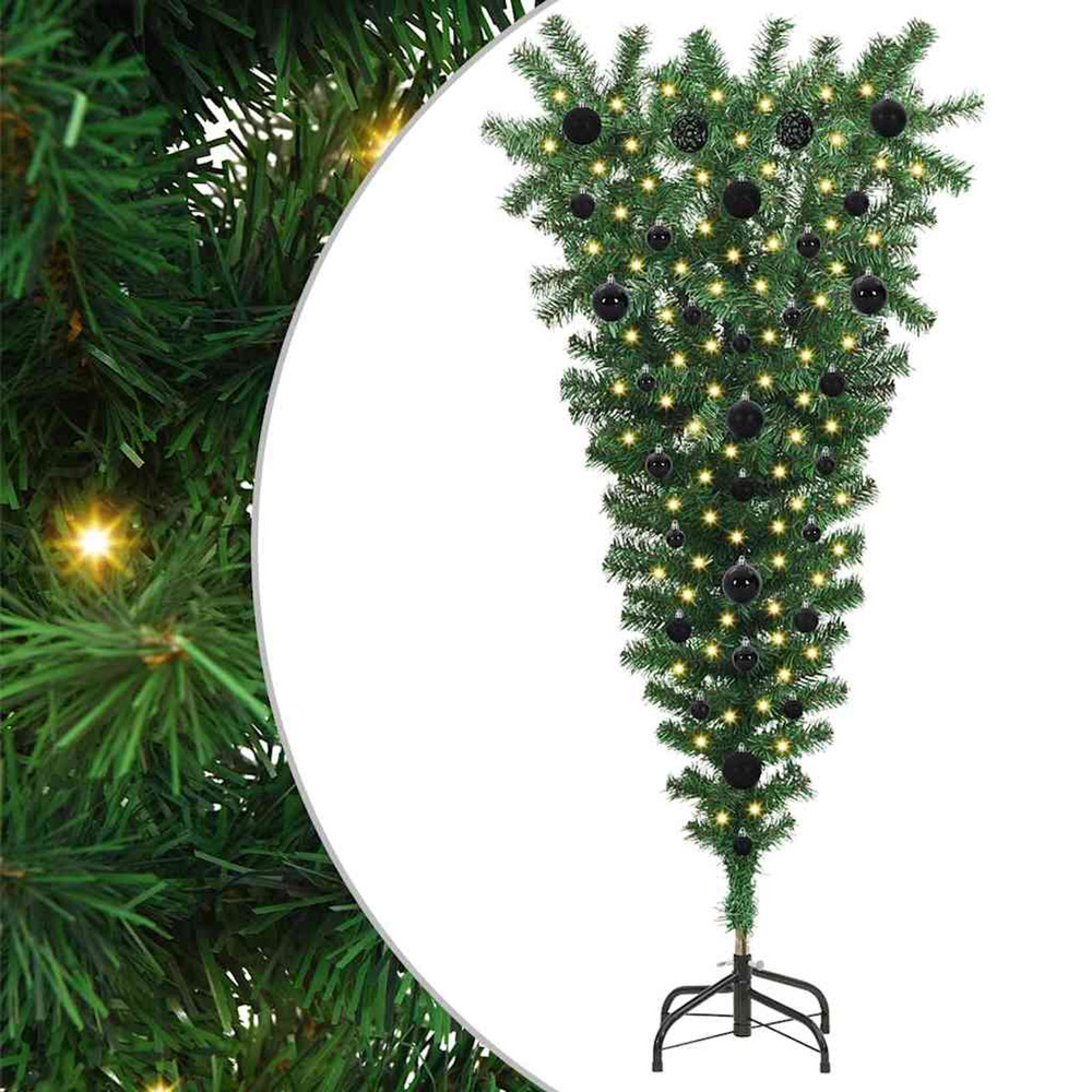 Arbre de noël artificiel pré-éclairé à l'envers avec ensemble de boules