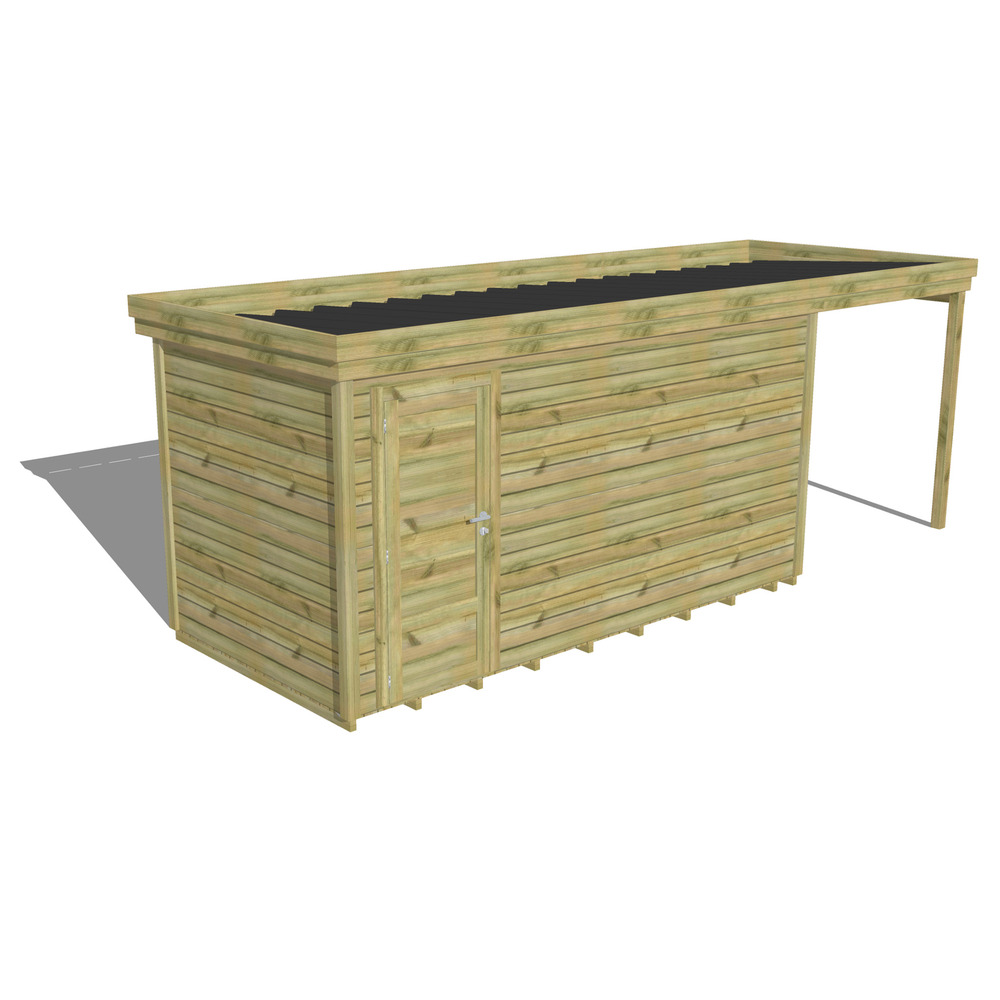 Abri de jardin bois pin traité autoclave 27mm - 6,34x2,14m / 14m2 - bac acier - plancher bois