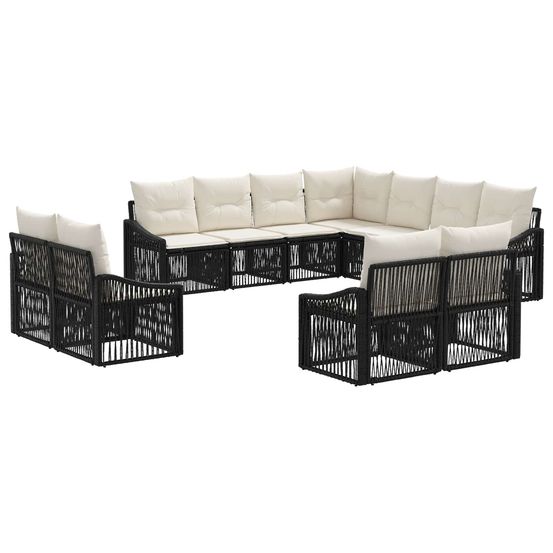 Ensemble de canapé de jardin 11 pc noir polyrotin