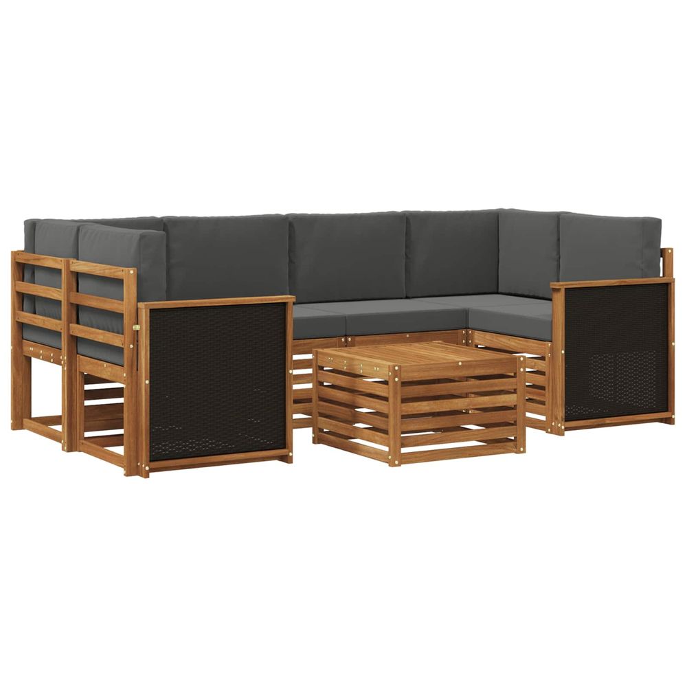Ensemble de canapés d'extérieur 7 pc naturel et anthracite