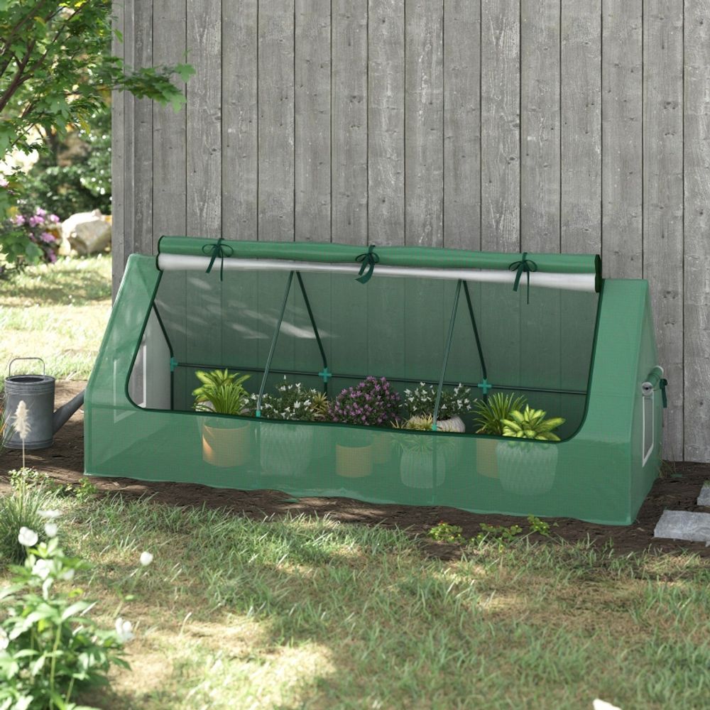 Serre tunnel basse acier et pe 240 x 90 x 90 cm verte potager protection aérée - comfortxl outdoor living