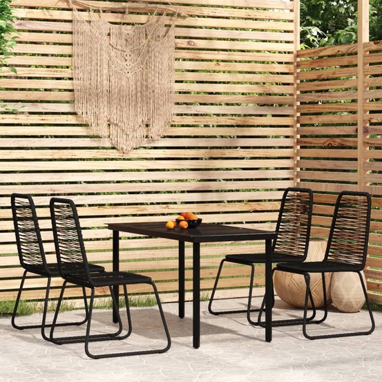 Ensemble à manger de jardin 5 pcs noir