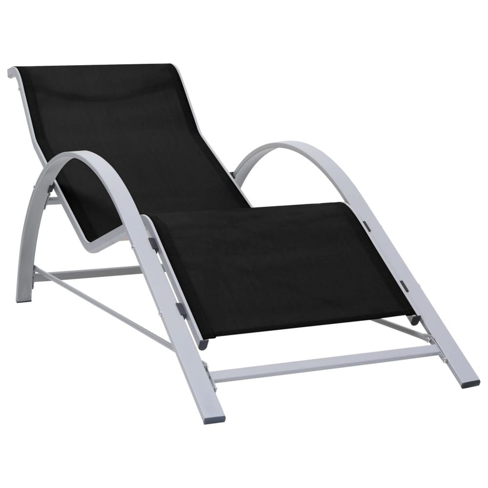 Chaise longue textilène et aluminium noir bain de soleil