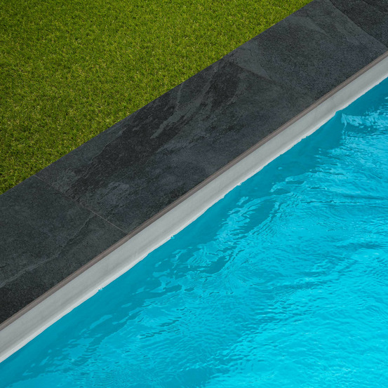 Margelle de piscine effet ardoise noire 60x28x2 cm bord droit pietra - ro'ma carrelage