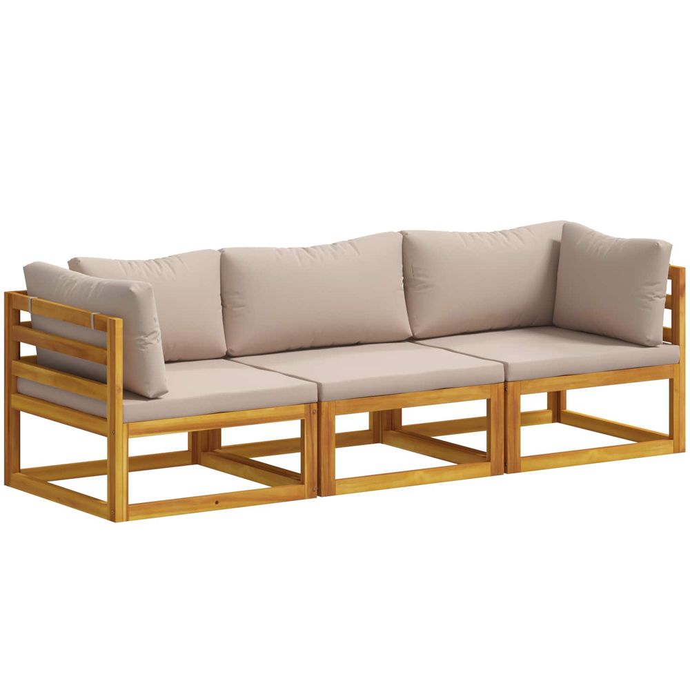Ensemble de canapés 3 pc naturel bois d'acacia massif