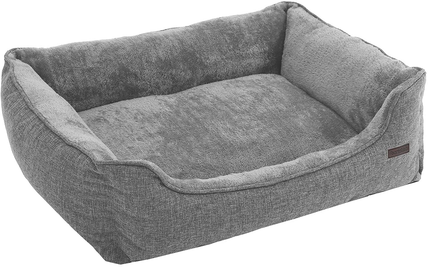 Panier lit pour chien peluche déhoussable 90 x 75 x 25 cm gris