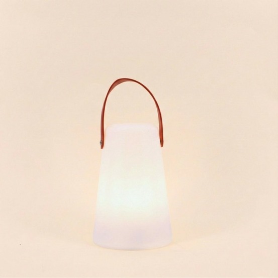 Lanterne led anse effet cuir à piles 20x14cm