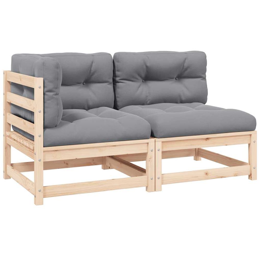Salon de jardin 2 pcs avec coussins bois de pin massif