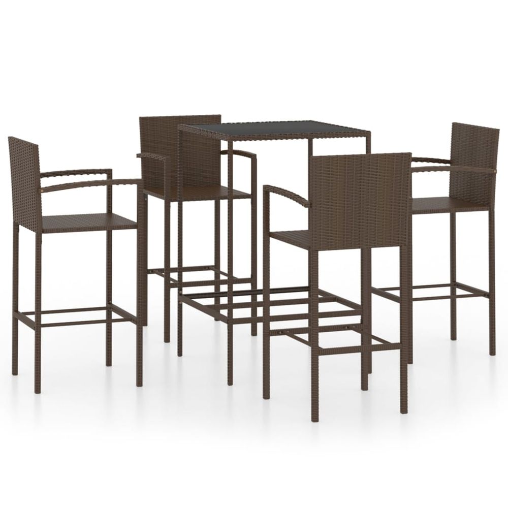 Ensemble de bar de jardin 5 pcs résine tressée marron