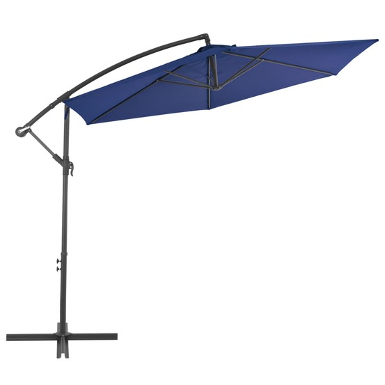 Parasol de jardin en porte-à-faux avec mât en aluminium bleu