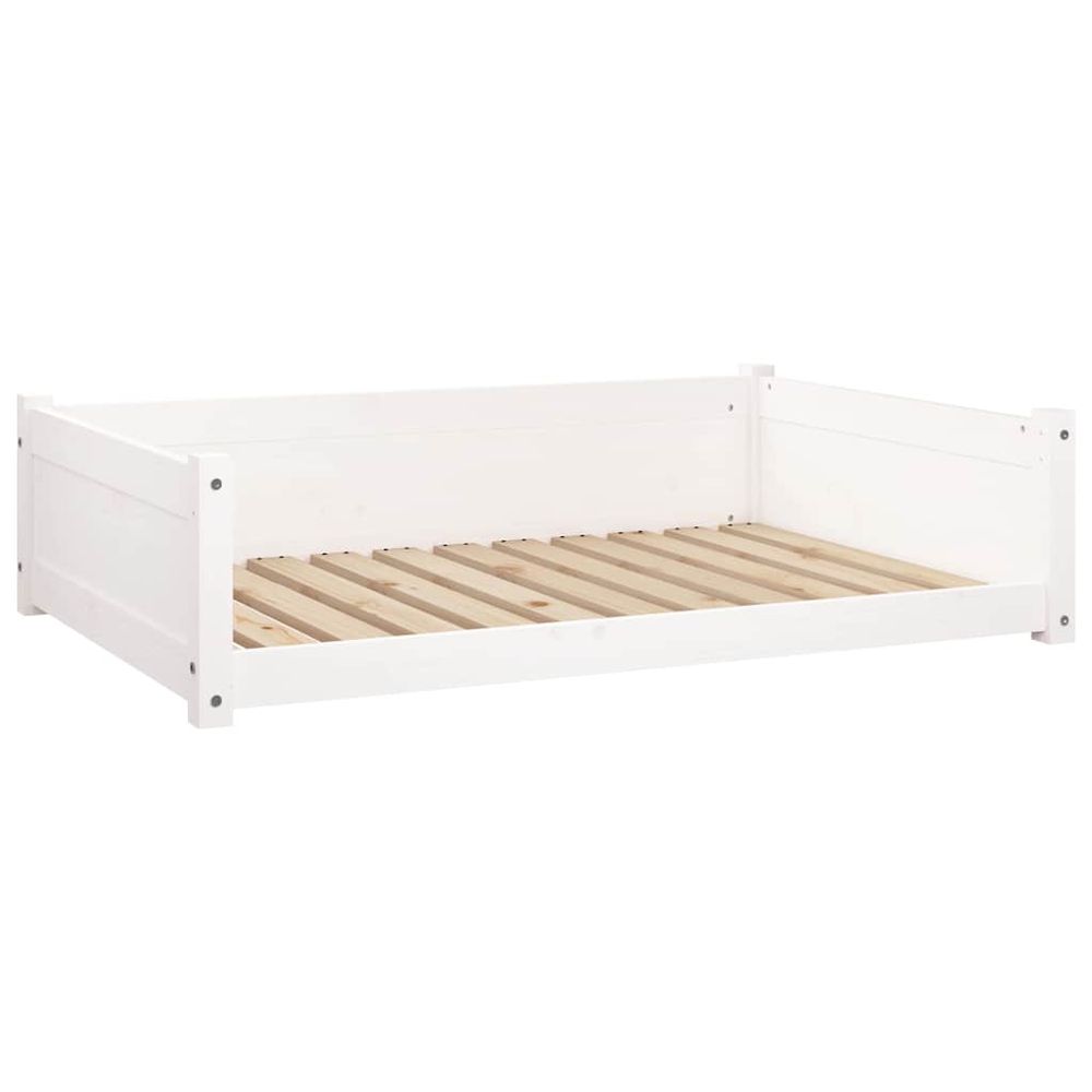 Lit pour chien blanc 105,5x75,5x28 cm bois de pin solide