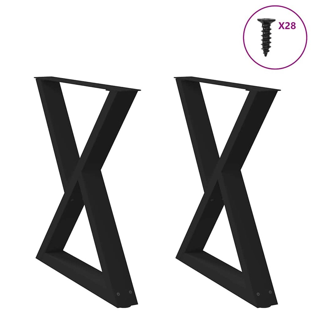 Pieds de table à manger 2 pièces noir 80 x (72-73,3) cm acier